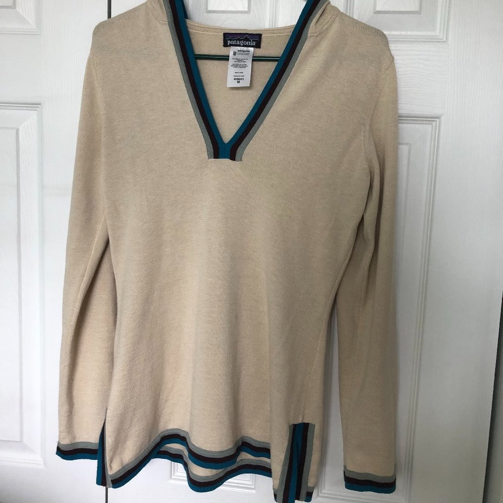 Patagonia vintage 90s hooded organic cotton cream pullover